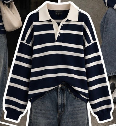 NÉO Navy Striped Polo